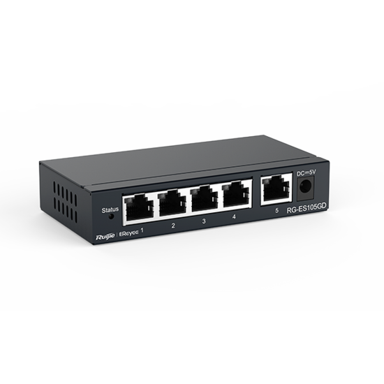 Reyee RG-ES105GD 5 Portlu, 10/100/1000 Gigabit, Tak Çalıştır Switch, Metal Kasa
