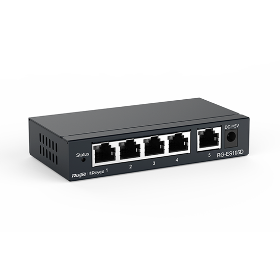 Reyee RG-ES105D 5 Portlu, 10/100 Fast Ethernet, Tak Çalıştır Switch, Metal Kasa