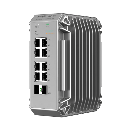 Reyee RG-NIS3100-8GT2SFP-HP 8 Portlu, 10/100/1000 Gigabit, Endüstriyel Switch, 2 SFP, 8 Port PoE+ (240W)