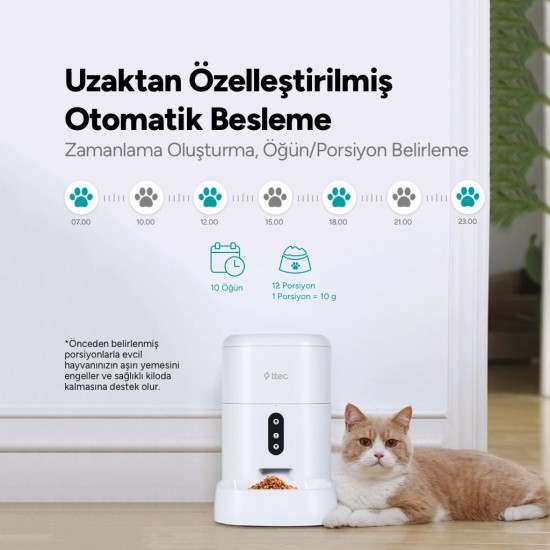 ttec Foodi Otomatik Wi-Fi Akıllı Kedi/Köpek Besleyici