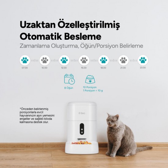 ttec Foodi Pro Kameralı Otomatik Wi-Fi Akıllı Kedi/Köpek Besleyici