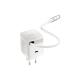 ttec SmartCharger Duo GAN 65W PD Seyahat Hızlı Şarj Aleti USB-C + Dahili PD 65W 70cm USB-C Şarj Kablosu