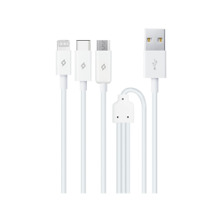 ttec Trio Şarj Kablosu USB-A - USB-C / Lightning / Micro USB Beyaz