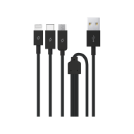ttec Trio Şarj Kablosu USB-A - USB-C / Lightning / Micro USB Siyah