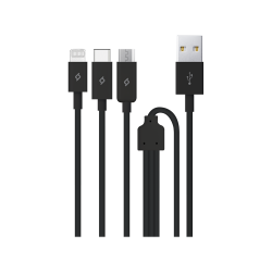 ttec Trio Şarj Kablosu USB-A - USB-C / Lightning / Micro USB Siyah