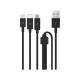 ttec Trio Şarj Kablosu USB-A - USB-C / Lightning / Micro USB Siyah