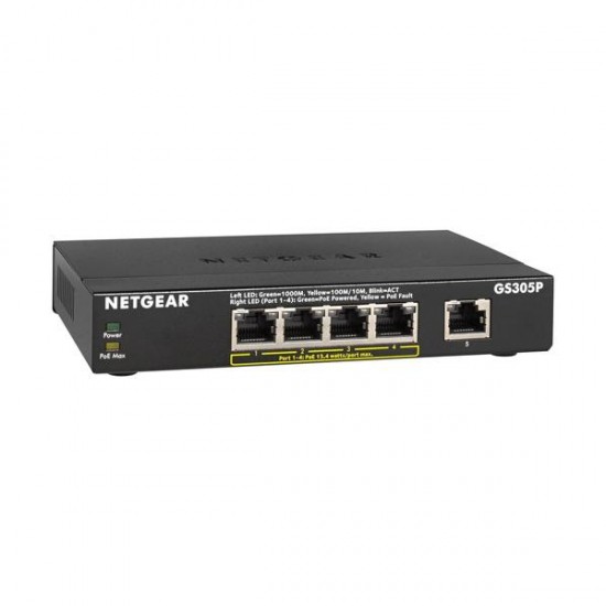 NetGear GS305P-100PES 5 Portlu 10/100/1000 Gigabit 1-4 port PoE li Tak-Çalıştır Switch (55W)