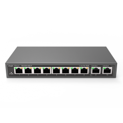 Reyee RG-ES110D-P 10 Portlu, 10/100 Fast Ethernet, Tak Çalıştır Switch, 2 Gigabit Uplink, 8 Port PoE+ (110W)