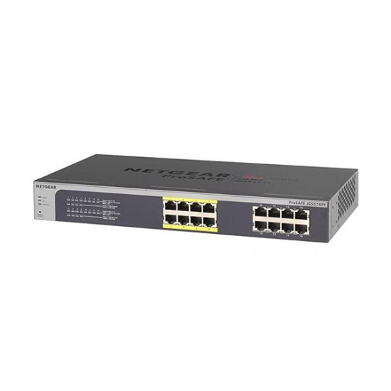 NetGear JGS516PE-100EUS 16 Portlu 10/100/1000 Gigabit Prosafe Plus Switch, 8 Port PoE (85W)