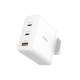 ttec SmartCharger Trio GAN 120W PD UK Seyahat Hızlı Şarj Aleti 2 USB-C+USB-A Beyaz