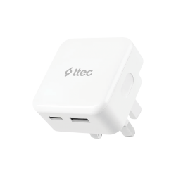 ttec SmartCharger Duo 30W PD İngiltere (UK) Katlanır Seyahat Hızlı Şarj Aleti Beyaz