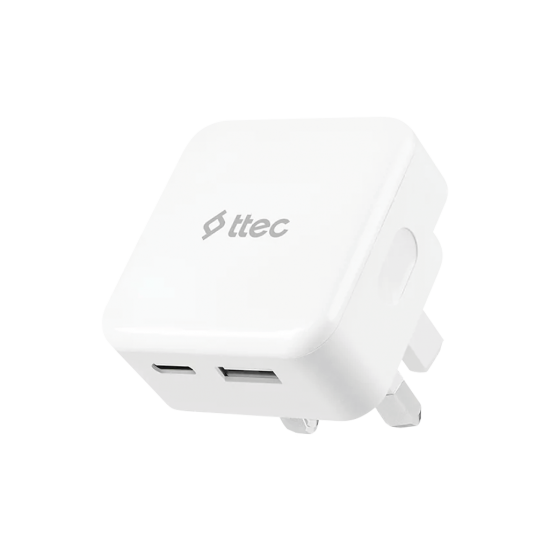 ttec SmartCharger Duo 30W PD İngiltere (UK) Katlanır Seyahat Hızlı Şarj Aleti Beyaz