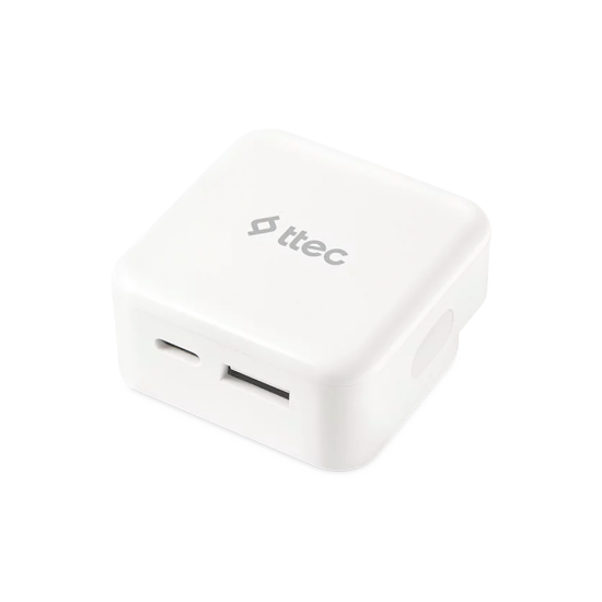 ttec SmartCharger Duo 30W PD İngiltere (UK) Katlanır Seyahat Hızlı Şarj Aleti Beyaz