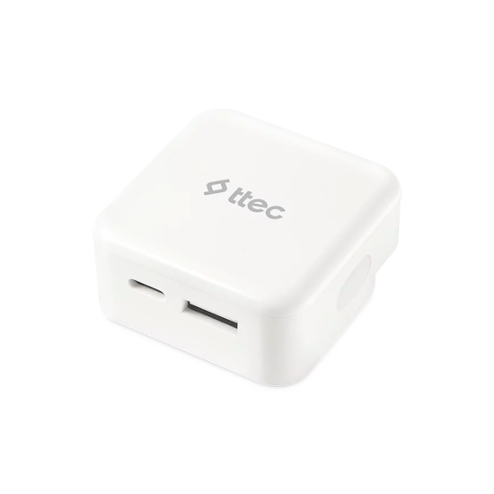 ttec SmartCharger Duo 20W PD İngiltere (UK) Katlanır Seyahat Hızlı Şarj Aleti Beyaz