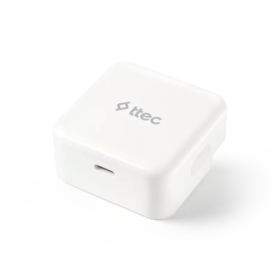 ttec SmartCharger PD 20W İngiltere (UK) Katlanır Seyahat Hızlı Şarj Aleti + USB-C - USB-C 60W Kablo Beyaz