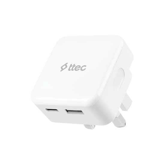 ttec SmartCharger Duo USB-C+USB-A 3.1A İngiltere (UK) Katlanır Seyahat Hızlı Şarj Aleti