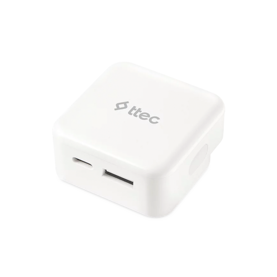 ttec SmartCharger Duo USB-C+USB-A 3.1A İngiltere (UK) Katlanır Seyahat Hızlı Şarj Aleti