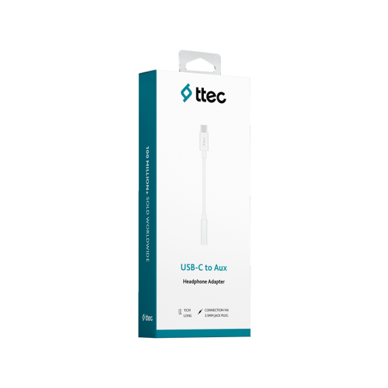 ttec USB-C - 3.5mm Aux Adaptörü 11cm Beyaz