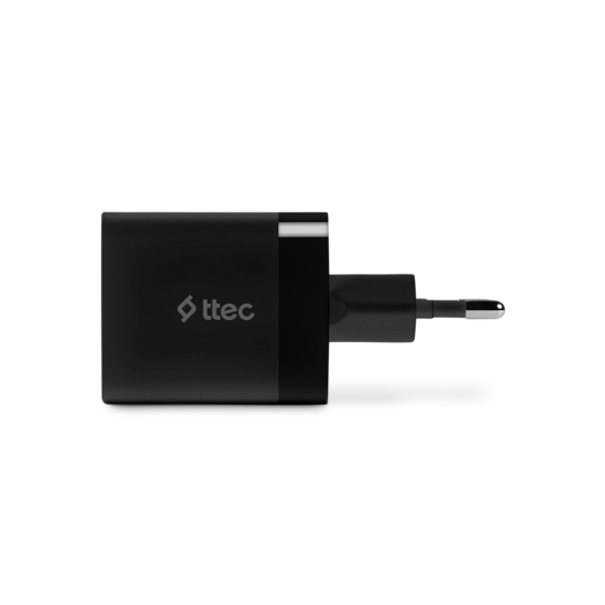 ttec SmartCharger Duo PD 45W Seyahat Hızlı Şarj Aleti USB-C+USB-A Siyah