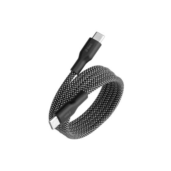ttec USB-C - USB-C Mıknatıslı 100cm 60W Örgü Hızlı Şarj Kablosu Siyah