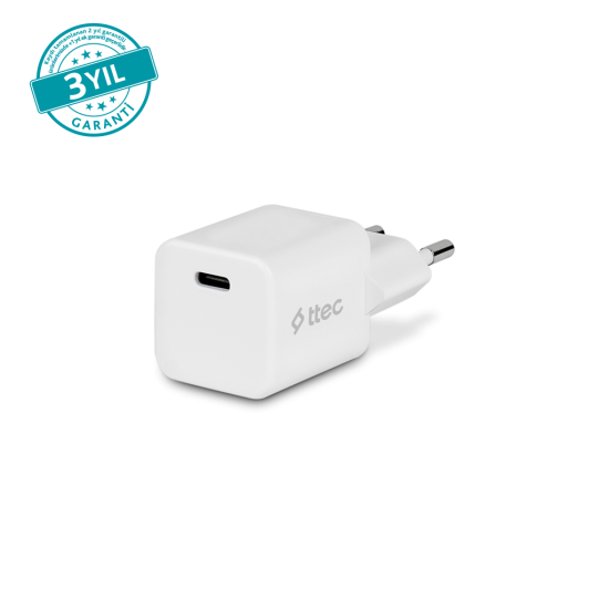 ttec SmartCharger GAN 20W PD Seyahat Hızlı Şarj Aleti. Beyaz