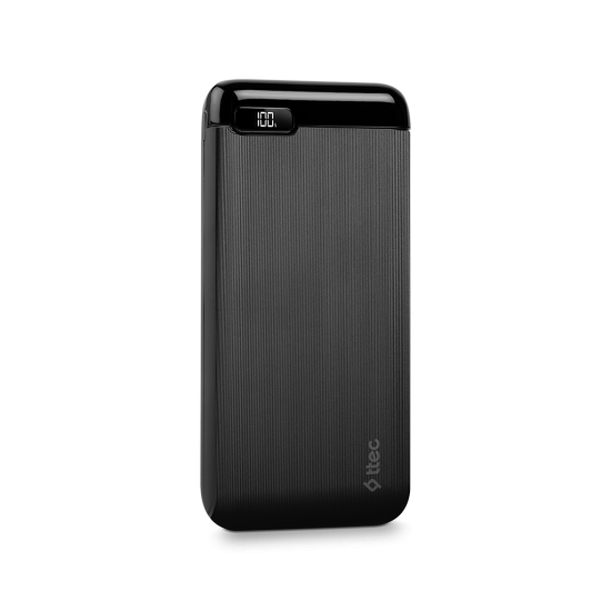 ttec PowerSlim LCD 10.000 mAh PD 20W Taşınabilir Şarj Aleti / Powerbank USB-C Giriş/Çıkış Siyah