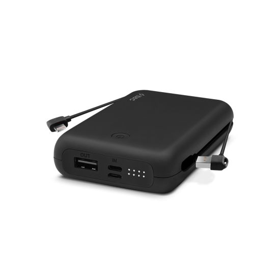 ttec ReCharger Duo+ 10.000mAh Lightning Dahili Kablolu Taşınabilir Şarj Aleti / Powerbank Siyah