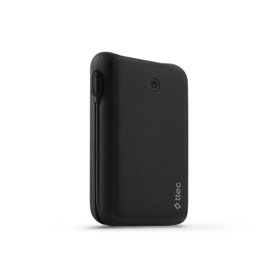 ttec ReCharger Duo+ 10.000mAh Lightning Dahili Kablolu Taşınabilir Şarj Aleti / Powerbank Siyah