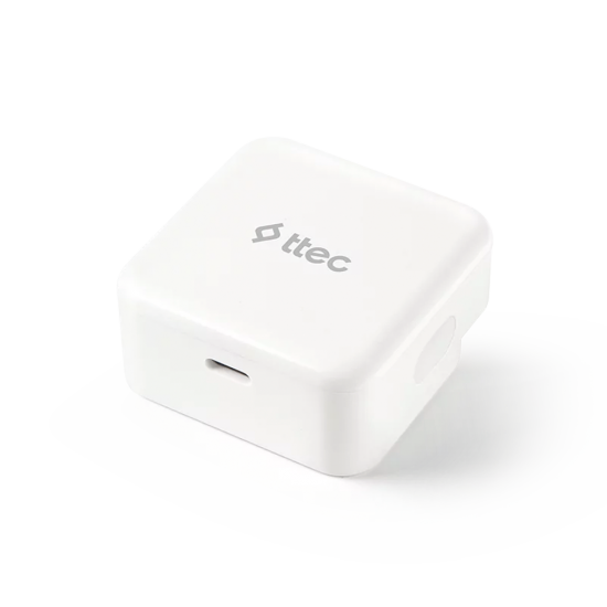ttec SmartCharger 30W PD İngiltere (UK) Katlanır Seyahat Hızlı Şarj Aleti + USB-C - USB-C 60W Kablo Beyaz