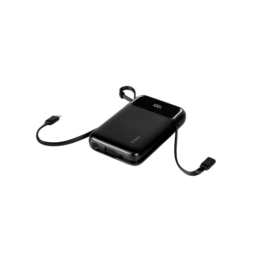 ttec ReCharger Pro LCD 10.000mAh PD 22,5W Lightning ve USB-CDahili Kablolu Taşınabilir Hızlı Şarj Aleti/Powerbank  2BB215 Siyah