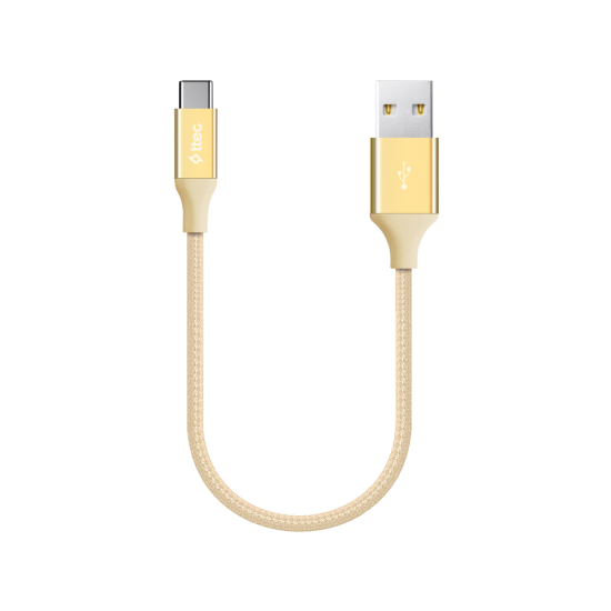 ttec AlumiCable Mini 30cm USB-A -USB-C Şarj Kablosu Altın