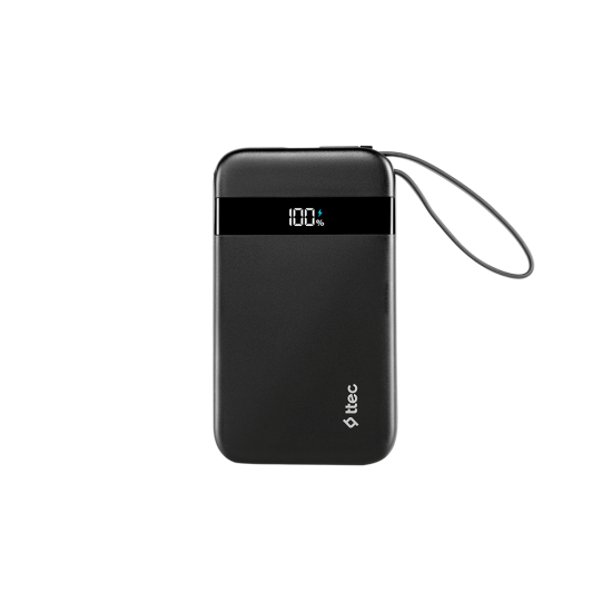 ttec ReCharger Pro LCD 10.000mAh PD 30W Lightning ve USB-C Dahili Kablolu Taşınabilir Hızlı Şarj Aleti/Powerbank 2BB225