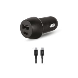 ttec SmartCharger Duo PD 32W Araç Hızlı Şarj Aleti USB-C+USB-A  + USB-C to USB-C 65W Kablo Siyah