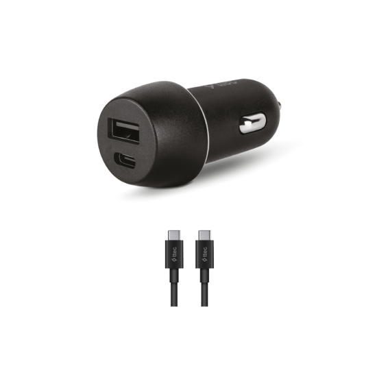 ttec SmartCharger Duo PD 32W Araç Hızlı Şarj Aleti USB-C+USB-A  + USB-C to USB-C 65W Kablo Siyah