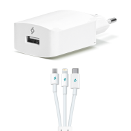 ttec SpeedCharger 2.1A Şarj Aleti  Micro USB,Lightning,Type C Kablolu