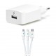 ttec SpeedCharger 2.1A Şarj Aleti  Micro USB,Lightning,Type C Kablolu