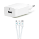 ttec SpeedCharger 2.1A Şarj Aleti  Micro USB,Lightning,Type C Kablolu