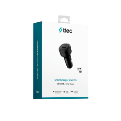 ttec SmartCharger Duo PD 83W Araç Hızlı Şarj Aleti USB-C+USB-A Siyah