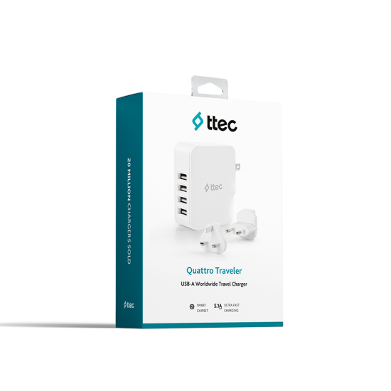 ttec Quattro Traveler 4 USB’li Dünya Seyahat Şarj Aleti Kiti