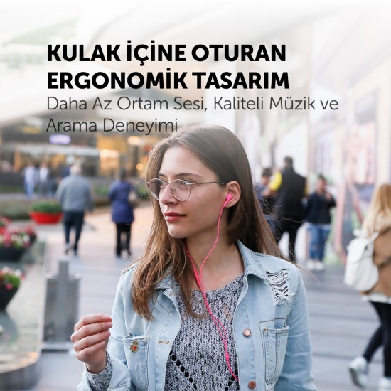 ttec Rio Kumandalı ve Mikrofonlu Kulakiçi Kulaklık Pembe