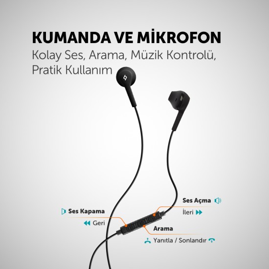 ttec Rio Kumandalı ve Mikrofonlu Kulakiçi Kulaklık Pembe