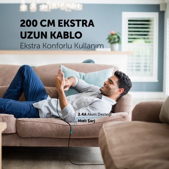 ttec AlumiCable XL USB-A - Micro USB Şarj Kablosu 2mt. Beyaz