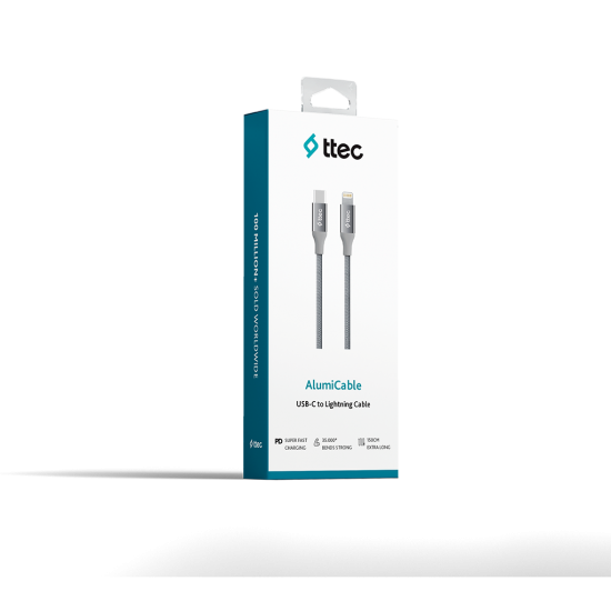ttec AlumiCable USB-C - Lightning Hızlı Şarj Kablosu 150cm Uzay Grisi