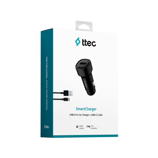 ttec SmartCharger 2.4A Araç Şarj Aleti  + USB-C Kablo
