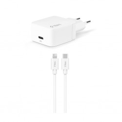 ttec Quantum PD Apple MFi Lisanslı 20W Seyahat Şarj Aleti + USB-C/Lightning Kablo Beyaz