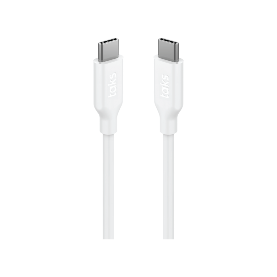 taks USB-C - USB-C 120cm 60W PD/QC Hızlı Şarj/Data Kablosu Beyaz