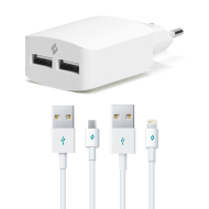ttec SpeedCharger Duo 3.1A Seyahat Şarj Aleti Çift USB  (çift kablo) Beyaz