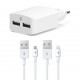 ttec SpeedCharger Duo 3.1A Seyahat Şarj Aleti Çift USB  (çift kablo) Beyaz