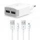 ttec QuickCharger Duo 3.1A Seyahat Şarj Aleti USB  (çift kablo) Beyaz