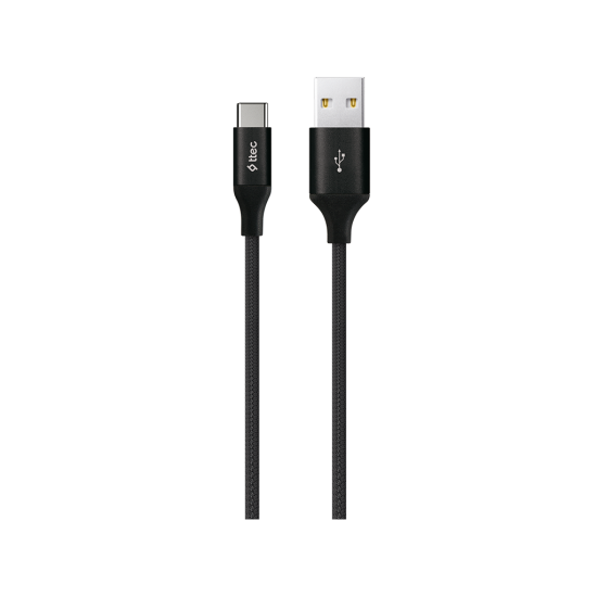 ttec AlumiCable XXL USB-A -USB-C Şarj Kablosu 3mt. Siyah